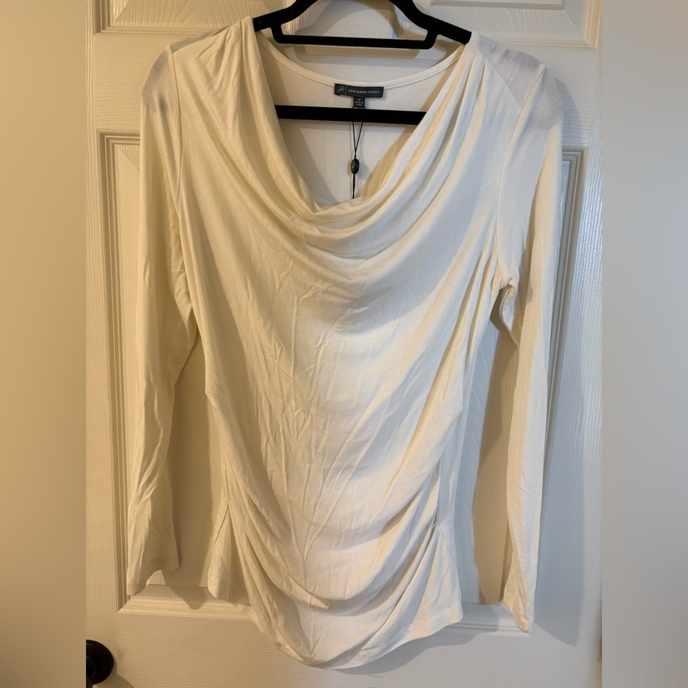 Adrianna Papell Cream Long Sleeve Top Medium NWT